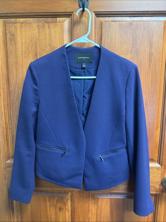 Banana Republic Jackets & Blazers - Banana Republic Deep Purple Open-Front Cropped Blazer